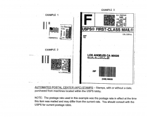 Automated Postal Center (APC) Stamps example.