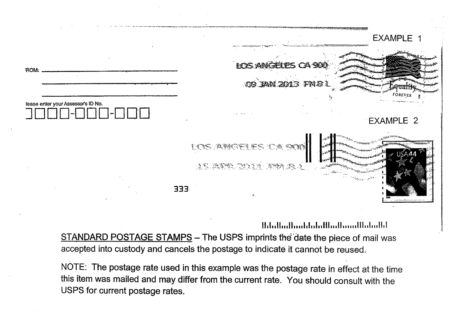 Standard Postage Stamps example.