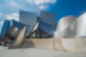 Disney Hall exterior view. blurred